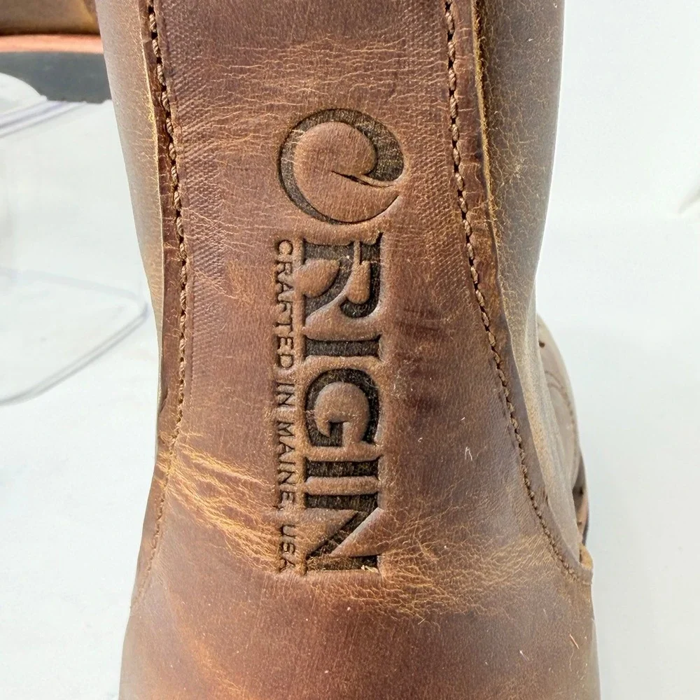 Origin Maine USA Mens 9 Inch Leather Work Boots Brown Safety Toe 10 EE Vibram